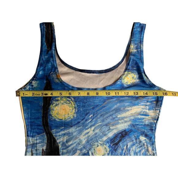Starry Night Women's Dress Small Form Fitting Van Gogh Artsy Bodycon Summer - Picture 3 of 6